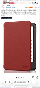 lot 18184 image: CoBak Case for 6 Inch E-Reader 2024 2022 11 Generation PU Leather Smart Cover - Retail $0