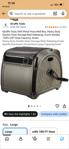 lot 18192 image: Giraffe Tools SW5 Metal Hose Reel Box 150ft 58 Capacity Green - Retail $180