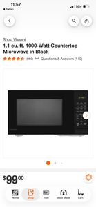 lot 18202 image: Vissani 1.1 cu. ft. 1000-Watt Countertop Microwave Black (small dent on top back corner. Turns on works fine) - Retail $99