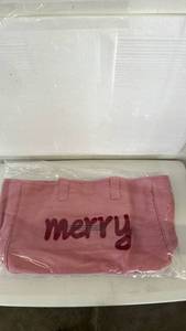 Pink Canvas Tote Bag with Merry on front. Very nice - Retail: $0