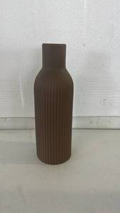 lot 18217 image: Ribbed Ceramic Bottle Vase Brown - Retail $0