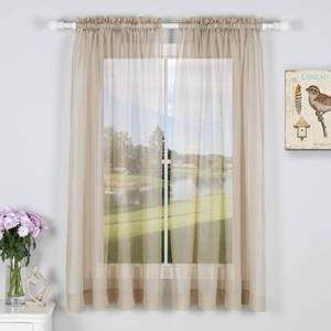 lot 18227 image: dulcidee Taupe Sheer Curtains 59 x 72 Inch Length 2 Panels Set - Lightweight and Light Filtering Elegant Rod Pocket Window Sheer Curtains for Bedroom Living Room Dining Room