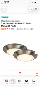 lot 18231 image: Shop Commercial Electric 7 in. Brushed Nickel LED Flush Mount ( only 1 in box) - Retail $32