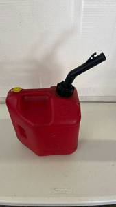 lot 18235 image: Red Plastic Fuel Can with Black Spout - Retail $0