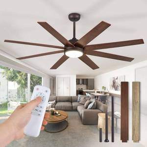 lot 18236 image: Fanbulous 65 Inch Walnut Ceiling Fans with 3CCT Lights and Remote - Retail $160