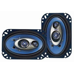 lot 18239 image: Pyle PL463BL Blue Label 4x6In 240W 3 Way Triaxial Car Speaker Stereo 2 Pack - Retail $2,588