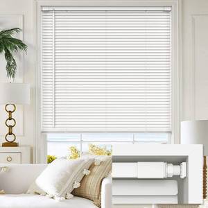 lot 18244 image: LazBlinds No Drill 1 Vinyl Mini Blinds, 33 W x 48 H, White - Retail $42
