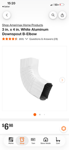 lot 18254 image: Amerimax Home Products 3 in. x 4 in. White Aluminum Downspout B-Elbow 1 pair - Retail $0