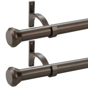 lot 18261 image: 2 Pack Telescoping Curtain Rods, 1Inch Diameter Drapery Rods 72-144Inch Length Adjustable Rod with Brackets Window Treatment-Dark Bronze - Retail $52