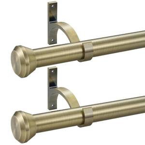 lot 18267 image: 2 Pack Telescoping Curtain Rods,1Inch Diameter Drapery Rods 48-84Inch Length Adjustable Rod with Brackets Window Treatment-Antique Bronze - Retail $46