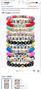 lot 18273 image: HONGKEIE Speak Now Fearless Bracelet Album Inspired Bracelet Set 11PCS - Retail $15