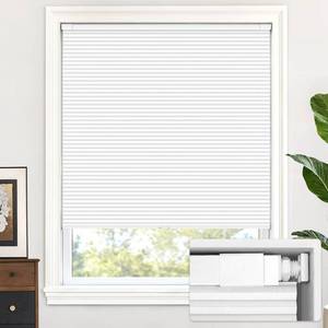 lot 18275 image: LazBlinds No Drill Cordless Cellular Shades, 35 12W � 64H, Silver White - Retail $80