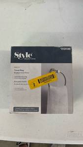 lot 18278 image: Style Selections Bailey Towel Ring Brushed Nickel Finish #2131149 - Retail $0