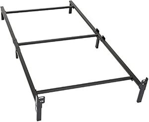 lot 18285 image: Amazon Basics Metal Bed Frame, 6-Leg Base for Box Spring and Mattress - Twin, 74.5 x 38.5-Inches, Tool-Free Easy Assembly (B07D4BD5D3) - Retail $55