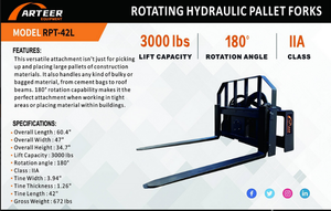lot 73008 image: Arteer - 42 in Rotating Hydraulic Skid Steer Forks RPT-42L