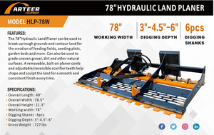 lot 73029 image: 78 Inch Hydraulic Skid Steer Land Planer (HLP-78W)