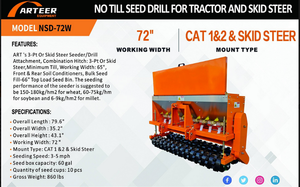 lot 73044 image: ARTEER  72 in No Till Seed Drill  Seeder  NSD-72W