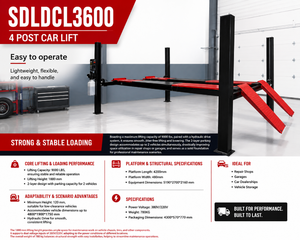lot 74027 image: 9,000 Pound 4 Post Hydraulic Car Lift - 74 Inch Lift Height (SDLDCL3600-RED)