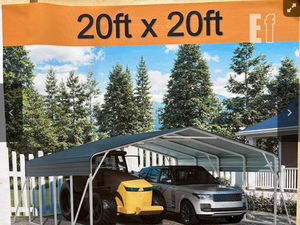 lot 75026 image: 20 x 20ft Heavy-Duty Steel Carport - SDLC2020