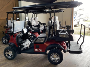 lot 77004 image: Red 4 Person Luxury Golf Cart   Assembly Required (SDLGC80-RED)