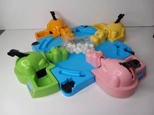 lot 1 image: Hungry Hippos Game with Marbles and Animal Pieces