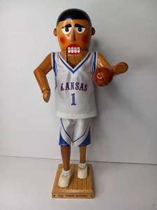 lot 5 image: Kansas Jayhawks Basketball Player #1 Wooden Nutcracker Figurine