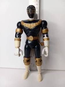 lot 26 image: Two Action Figures Black Gold Ranger and Multicolor Robot Toy