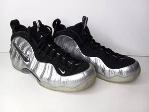 lot 56 image: Nike Foamposite One Basketball Shoes Black Silver Mens Pair