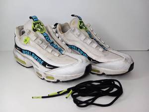 lot 58 image: Nike Air Max 95 Worldwide White Lime Black Blue Lace Pair