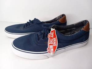 lot 59 image: Vans Era Navy Canvas Brown Leather Lace-Up Sneakers US 11 Men