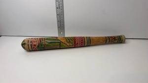 lot 100 image: Mexican Painted Wood  Bat with Geometric Design 16 inches