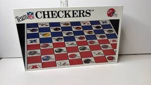 lot 103 image: Team NFL Checkers Game with 24 Helmets and 24 Facemasks