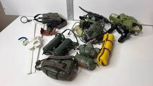 lot 145 image: Toy Military Tactical Gear Lot - Pouches Holsters Binoculars Accessories