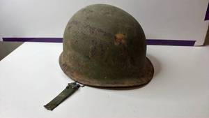 lot 151 image: Military Steel Combat Helmet with Chin Strap