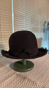 lot 1002 image: Antique Black Bowler Hat with Display Stand