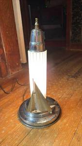 lot 1004 image: Sailboat Table Lamp with White Glass Shade