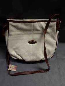 lot 3040 image: NEW Bechamel Shoulder Bag Cream and Brown Leather Crossbody