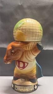 lot 2001 image: 1980 Jim Beam Democrat decanter featuring the iconic democratic donkey holding a globe on its head.