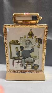 lot 2015 image: Vintage limited-edition whiskey decanter featuring Norman Rockwells iconic Triple Self-Portrait painting with Original Packaging