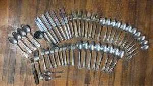 lot 2019 image: Silver plated and Stainless Flatware Lot