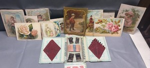 lot 2021 image: Lot of Vintage Trade Cards and Handy Pack of Hairpins and Needles