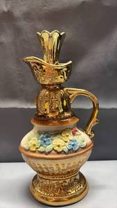 lot 4005 image: Vintage Jim Beam Whiskey Decanter styled to resemble an Ewer with Floral Band