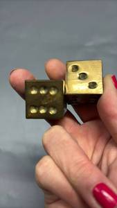 lot 4008 image: Solid Brass Jumbo Dice (1 inch cubed)