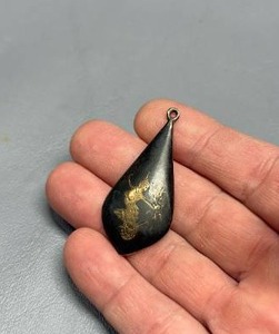 lot 4018 image: Vintage Siam Sterling featuring a Copper Inlay Thai Dancer on Teardrop Pendant