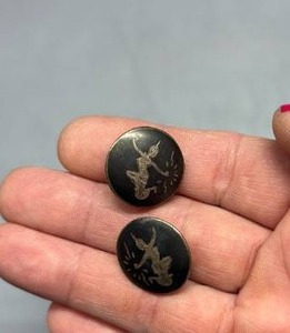 lot 4019 image: Vintage Siam Sterling Clip Earrings with Thai Dancer Decoration