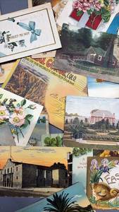 lot 4041 image: Lot of Vintage Postcards and Greeting Cards with Floral and Scenic Imagery