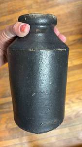 lot 5008 image: Black Glaze Stoneware Jug 8 inch tall 4.5 inch diameter