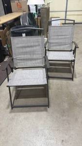 lot 909 image: Pair of folding lawn chairs