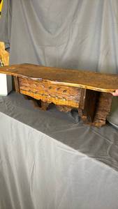 lot 154 image: Primitive hand-carved wooden wall shelf