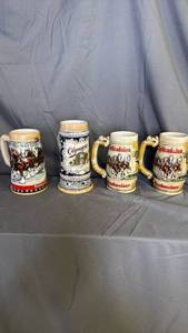 lot 157 image: Budweiser Ceramic Beer Steins Assorted Designs